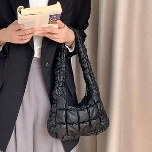 Sac à main plissé à carreaux en cuir PU souple pour femme, sac à bandoulière tendance pour femme - Product Image 4