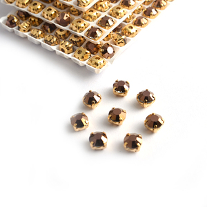 Perles en strass Chaton plaqué or 2025 cousues sur des strass à pointe arrière avec broches <span class=keywords><strong>pour</strong></span> la fabrication de bijoux - Product Image 5