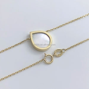 Nuevas llegadas 14K oro sólido DIY joyería fina con ágata malaquita MOP turquesa piedra preciosa colgante collar para mujer chica regalo - Product Image 4