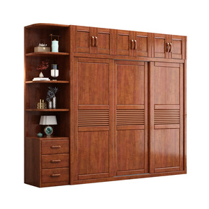 Chinese Style Sliding Door Wardrobe <b>Walnut</b> Wood Solid Wood Large Capacity Bedroom Storage Furniture - Product Image 4