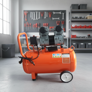 Compresor de Aire Portátil Silencioso sin Aceite de 750W y 8 Bar, Mini Compresor de Pistón de 50L con Motor de Cable de Cobre, Refrigerado por Aire, 220V/380V, Solenoide Vertical - Product Image 1