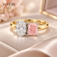 IGI-Zertifizierter Labor-Diamant Verlobungsring 18K Gold Weiß Oval Rosa Radiantschliff Zwei Steine Umweltfreundlich Anpassbar Brautschmuck