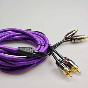Câble audio RCA tressé violet pour voiture, connecteurs plaqués or, blindage en feuille d'aluminium - Product Image 1