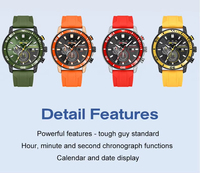 Reloj de Cuarzo MEGIR 2224 para Hombre, Deportivo, Moderno, Creativo, con Correa de Silicona, Cronógrafo, Manecillas Luminosas, Fecha, Reloj de Pulsera para Hombre