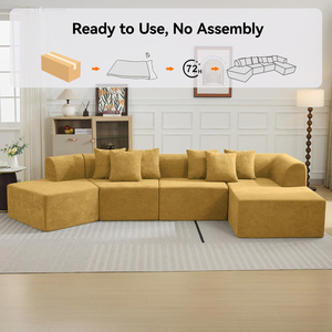 Últimos Productos al por Mayor: Sofá en Forma de L Reclinable Tapizado en Terciopelo Mocha, Diseño Moderno, Envasado al Vacío, Muestra de Esponja - Product Image 4