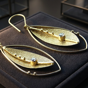 New Fashionable Gold Plating Handmade Drop Earrings Customized Color Elegant Indian Wholesale Brass Jewelry for Parties <b>Weddings</b> - Product Image 2