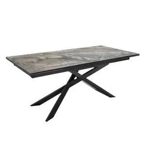 Расширяемый обеденный стол, скандинавский спеченный камень, дизайн, черный мрамор, Спеченный камень, кофейный роскошный керамический обеденный стол