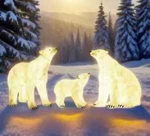 Escultura de Oso Polar Iluminada en 3D, Grande, Luz Blanca Cálida, Decoraciones Navideñas para Exteriores, Resistentes al Agua IP65, para Paisajes, Ramadán, Halloween - Product Image 1