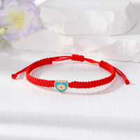 Pulsera de Oro Esmaltado con Ojo Turco y Cuerda Roja de la Suerte, Hecha a Mano, Joyería de Regalo al por Mayor
