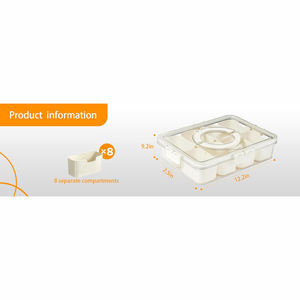 Portable 8 Compartiments Transparent Snack Conteneurs Snackle Box Charcuterie Conteneur Divisé Plateau de Service avec Couvercle et Poignée - Product Image 2