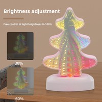 Lámpara de Túnel Infinito 3D RGB, Lámpara Nocturna LED con Ilusión Óptica, Múltiples Formas: Árbol, Estrella, Corazón, Lámpara de Escritorio USB con Regulación de Intensidad para Decoración de Dormitorio, Regalo