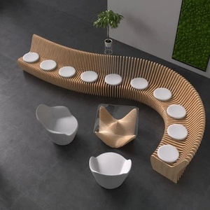 Banco Largo de Madera Sólida Personalizado con Diseño Irregular para Área de Descanso Pública en Centro Comercial - Product Image 4