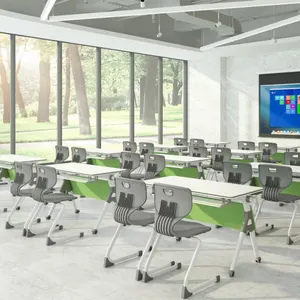 طاولة اختبارية لغرفة التدريب المدرسي القابلة للطي والمتنقلة طاولة مكتب ومقعد مجموعات الكراسي