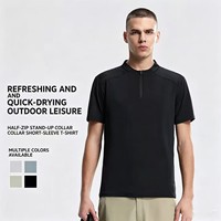 Nouveau T-shirt de sport pour homme à demi-zip, séchage rapide, haute élasticité, manches courtes, idéal pour la course, le fitness et la gym