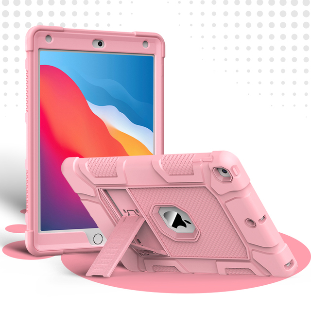 Factory Wholesale Rose Gold Pink Color Anti-fall 3 in 1 Tablet Case iPad 10.2 for Girls Woman Kids