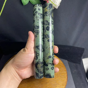 Cilindro di <span class=keywords><strong>diaspro</strong></span> Kambaba bohémien-<span class=keywords><strong>pietra</strong></span> naturale lucidata con motivi floreali e astratti, Design marmorizzato <span class=keywords><strong>verde</strong></span> e nero - Product Image 6