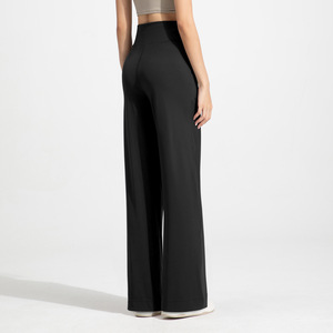 SUHE Pantalon droit pour femme, taille haute, coupe ample, couleur unie, pour le sport, le yoga, la remise en forme, l'entraînement - Product Image 4