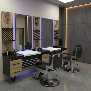 Mobiliario de Lujo Moderno para Salón con Estación de Espejo de Madera, Unidad de Barbería Plegable y Ajustable, Sillón de Pedicura para Uso Comercial y Exterior - Product Image 2