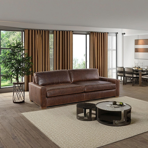 Premium Midcentury Modern Leather <b>Sofa</b> Bed Three Seat Solid Wood <b>Legs</b> Tufted Back Rolled Arm Living Room Hotel Lounge Villa - Product Image 4