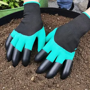 挖土手套带爪盆栽园艺手套防穿刺防水防扎带