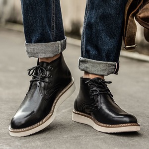 Botas de Hombre Estilo Británico de Verano, Botas Romanas de Media Pantorrilla, Impermeables, con Parte Superior de Cuero Genuino, para Senderismo, Motociclismo, con Forro - Product Image 5