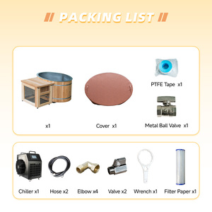 Bain de glace ovale en cèdre rouge avec revêtement en acier inoxydable commercial, bain de glace avec refroidisseur, baignoire à glace - Product Image 3