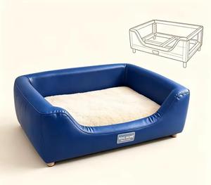 Cama para Mascotas de Cuero PU Impermeable para Exteriores con Ruedas, Fabricante Chino, Estructura de Madera Sólida, Cama Elevada de Lujo para Perros y Gatos - Product Image 1