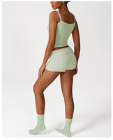 Shapewear de yoga sportif pour dames Gilet à volants à épaules dénudées Nouveau style Fitness Yoga Set Leggings évasés repliables
