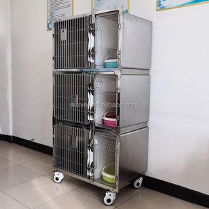 EUR PET Casa de perro pequeña transpirable 6 puertas Jaula de animales veterinarios 3 capas 304 Jaula de gato móvil de acero inoxidable - Product Image 5