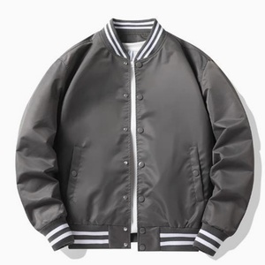 Custom Plus Size Winter Outerwear Stand Button Front Coated Bomber <b>Jacket</b> Solid Color <b>Varsity</b> Baseball <b>Jacket</b> Unisex Clothing - Product Image 3