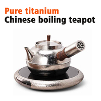 Théière en titane pur avec couvercle à ouverture rapide et poignée latérale, théière chinoise Kung Fu avec séparation de l'eau, pour cérémonie du thé