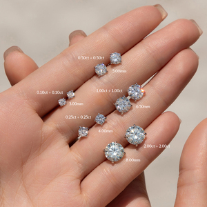 Genuine S925 Sterling Silver Simple Sparkling Round VVS1 Clarity 2ct Moissanite Stud <b>Earrings</b> for Women <b>Fine</b> Jewelry - Product Image 2