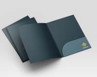 Dossiers de présentation publicitaires de haute qualité format Lettre, avec pochette, impression couleur intégrale et pelliculage mat
