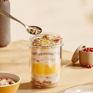 Vaso <span class=keywords><strong>de</strong></span> yogur <span class=keywords><strong>Boca</strong></span> grande Tarro sellado Durante la noche Avena Batido Taza Cereal con cuchara Taza <span class=keywords><strong>de</strong></span> desayuno - Product Image 4