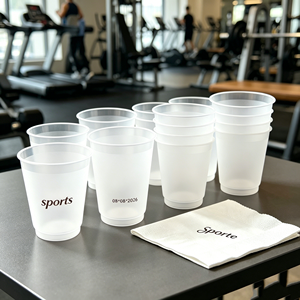 Gobelets en plastique PET transparents jetables de 117 mm avec couvercle, personnalisables OEM/ODM avec logo imprimé, pour salades, 8 oz, 9 oz, 12 oz, 14 oz, 16 oz, Monogram Cheers - Product Image 1