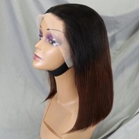 Perruques Lace Front Bob Droit 1BT4 Brésiliennes 10A en Brun avec Dentelle 13x4 Entièrement Tissées à la Main Longueurs 7-14 Pouces