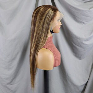 Perruques en cheveux humains à 200 % de densité, 20-30 pouces # Perruques Lace Front P4/27 Highlight Bone Straight avec dentelle transparente 13x4, perruque de cheveux raides - Product Image 4