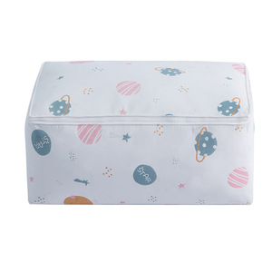 Organisateur de vêtements rectangulaire en coton 100% durable, sac de rangement pour chambre à coucher, sac à couettes imprimé planètes - Product Image 5