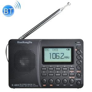 Radio stéréo pleine bande <span class=keywords><strong>FM</strong></span> / AM / SW portable <span class=keywords><strong>K</strong></span>-603, prise en charge des cartes BT et TF (noir) - Product Image 1