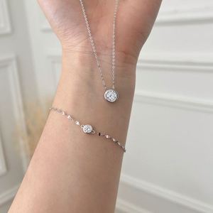 Dylam Simplicity Design High Jewelry 925 Silver Tarnish Free Solitaire D VVS1 Moissanite Stone Pendant Link Chain <b>Bracelets</b> - Product Image 5