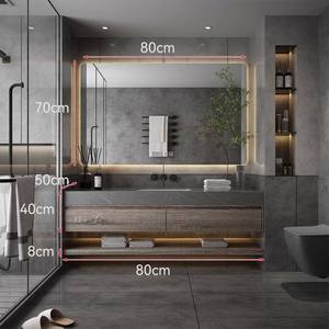 Italian style minimalist rock slab integrated basin intelligent <b>mirror</b> <b>wall</b> hanging bathroom cabinet - Product Image 6