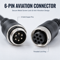 Câble d'extension de caméra IP LM-6PYCH1M 1m/3.3ft, prise aviation 6 broches, alimentation 11C + réseau 7C, cuivre sans oxygène, CCTV NVR