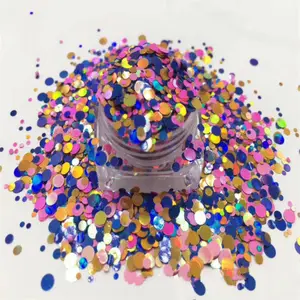 Vendita calda a forma di cerchio glitter flake punti misti chunky glitter in polvere