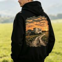 Hoodie en coton coupe ample et courte pour impression graphique, fabriqué avec technologie DTF Heat.