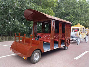 Charrette de mariage style calèche, chariot rétro à roues pour visites de parcs, véhicule à traction à vendre - Product Image 4
