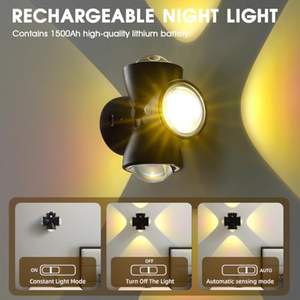 Oplaadbare Magnetische Muur Nachtlampje Bewegingssensor Licht Voor Hal Slaapkamer Entree Omgevingsverlichting - Product Image 3