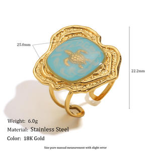 Maßgefertigte Neue <span class=keywords><strong>Design</strong></span> Bestseller Feine Ost-West Vintage Plastik-Schildkröten Verlobungs- und Hochzeitsringe aus Edelstahl für Damen - Product Image 5