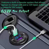 Soket pengisi daya USB untuk mobil, soket pengisi daya USB 83W 12-24V QC3.0 dengan tombol 18W dan Voltmeter aluminium PD3.0 untuk RV Marine Golf Boat
