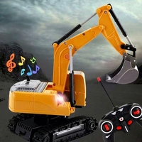 Jouet d'excavatrice télécommandée en alliage, simulateur de construction RC, camion de chantier avec effets sonores et musicaux pour enfants