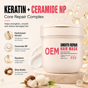 Masque capillaire nourrissant en profondeur avec logo personnalisé 385g, traitement réparateur à la kératine, au beurre de karité et à la gelée royale, fabrication OEM, vente en gros - Product Image 5